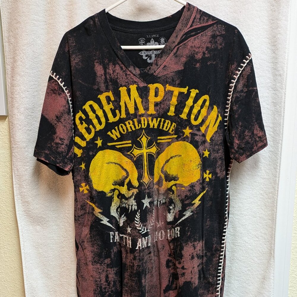 REDEMPTION men's unique graphic tee-shirt from RAW STATe by Affliction - size XL